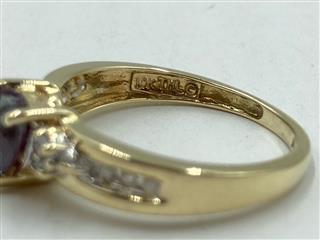 10K Yellow Gold-Synthetic Alexandrite Stone & Diamond Ring Approx.12 Carat T.W.
